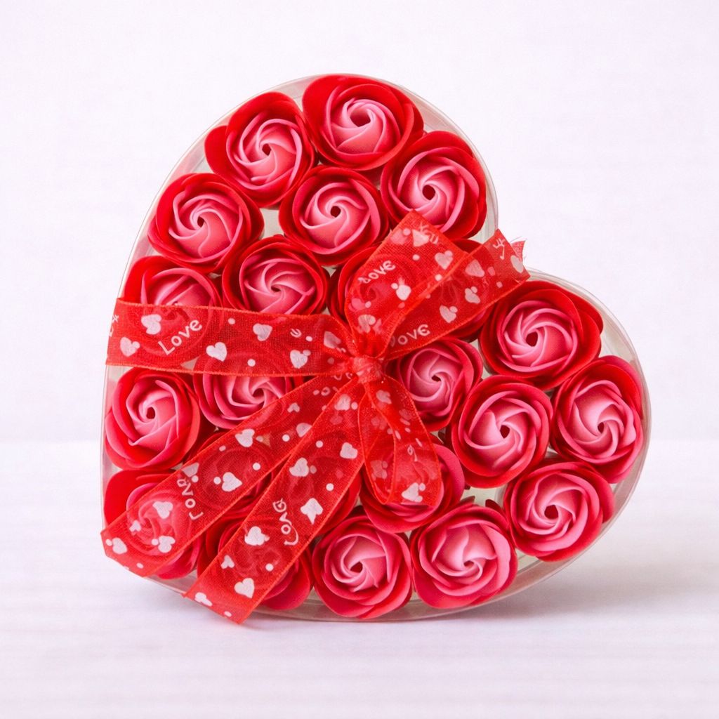 24 Rose Soap Heart-Shaped Gift Box