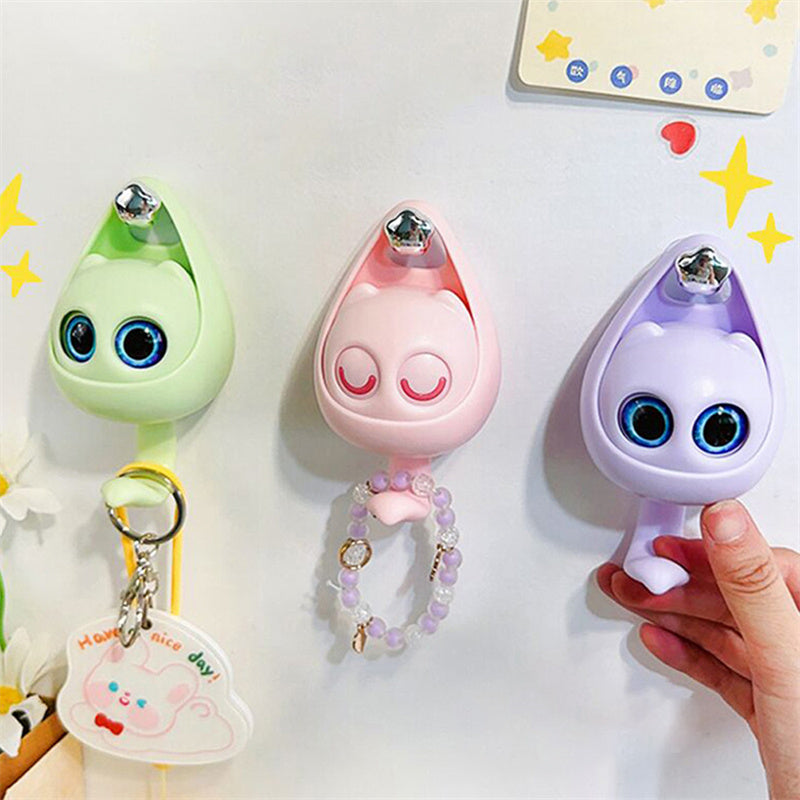 Cute Blinking Cat Wall Hook - Adhesive Coat , Key & Accessories Holder