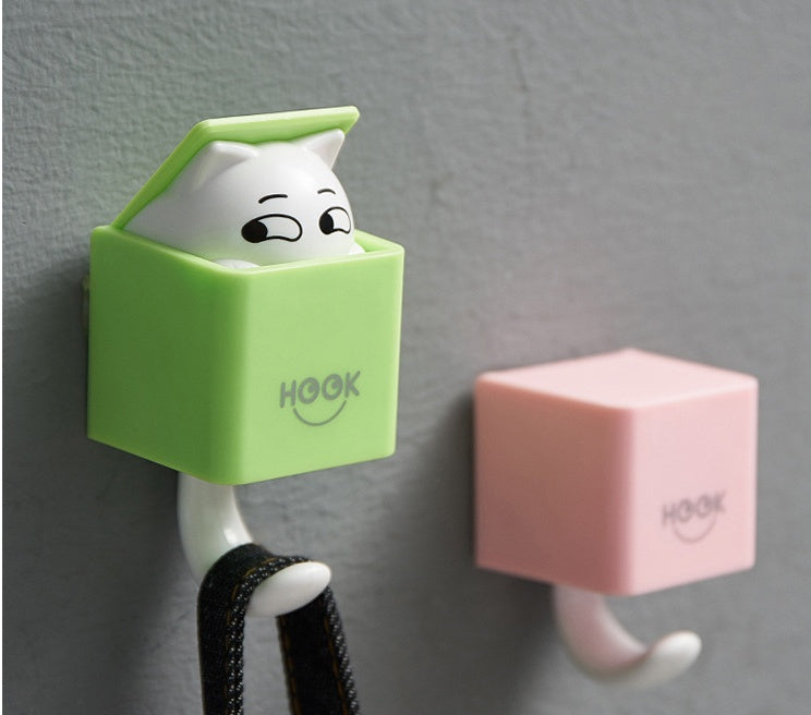 Cute Cat Wall Hook - No Drill Adhesive Coat & Key Holder