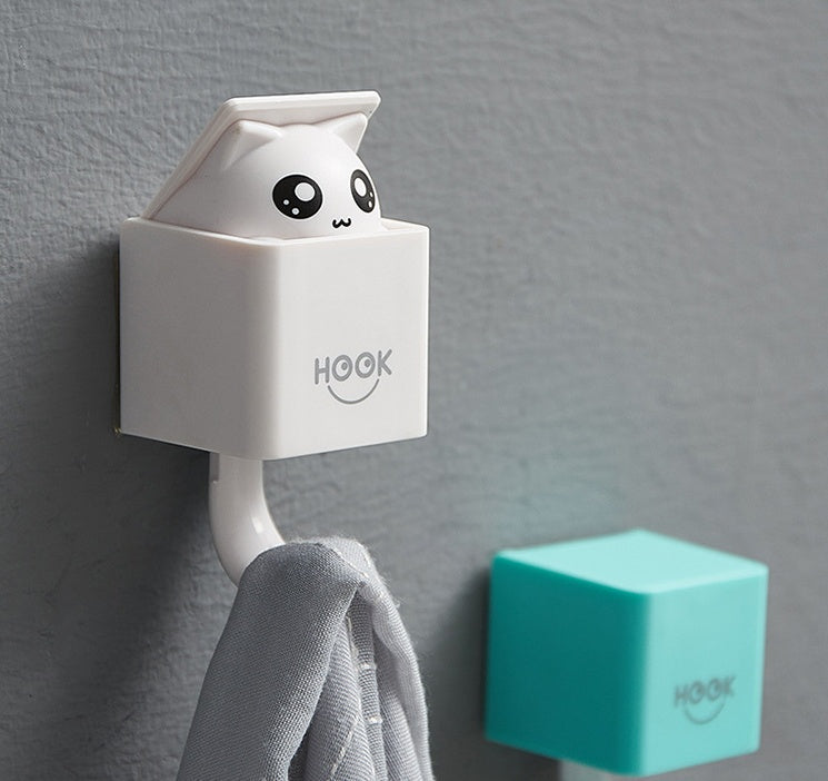 Cute Cat Wall Hook - No Drill Adhesive Coat & Key Holder