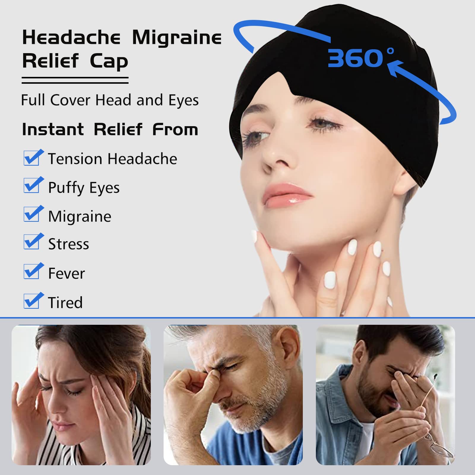 Ice Migraine Relief Cap - Instant Cooling Headache & Stress Relief