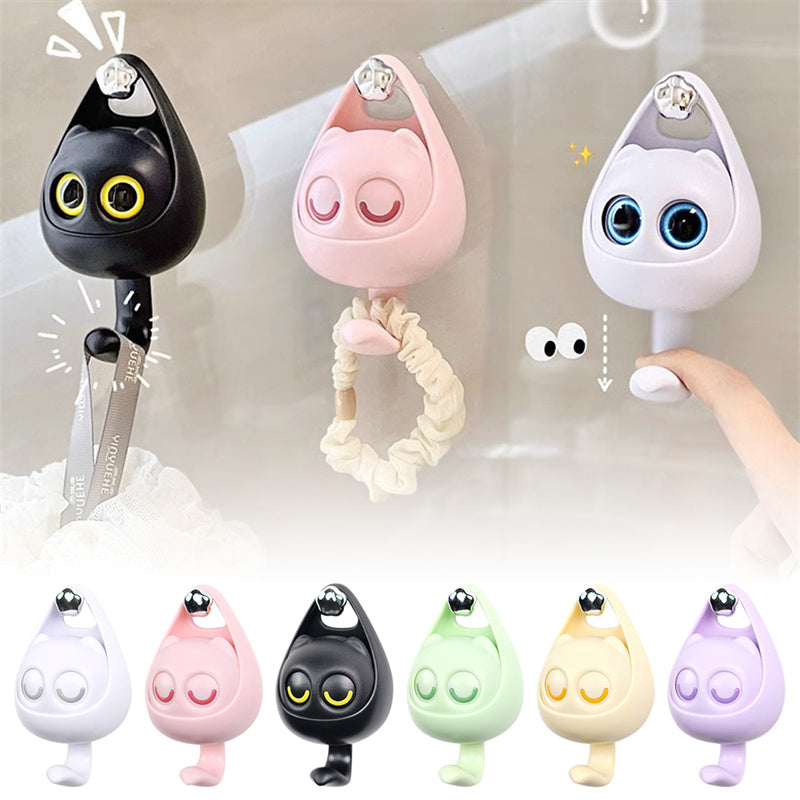 Cute Blinking Cat Wall Hook - Adhesive Coat , Key & Accessories Holder