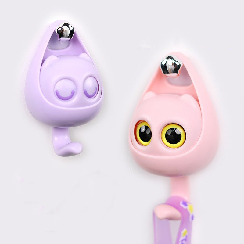 Cute Blinking Cat Wall Hook - Adhesive Coat , Key & Accessories Holder