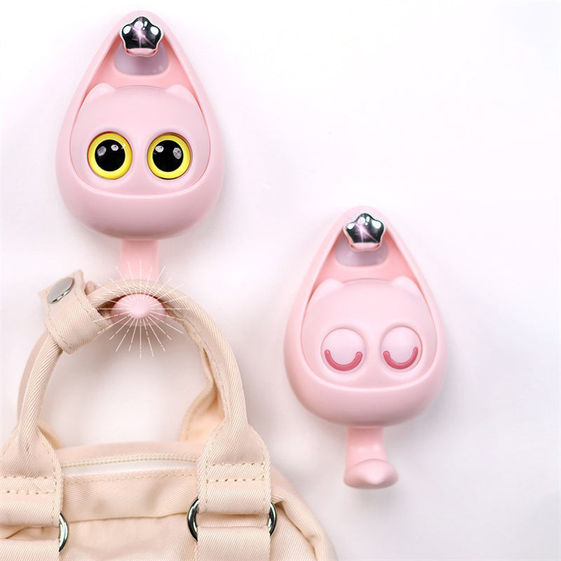 Cute Blinking Cat Wall Hook - Adhesive Coat , Key & Accessories Holder