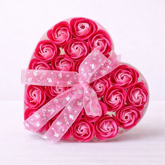 24 Rose Soap Heart-Shaped Gift Box